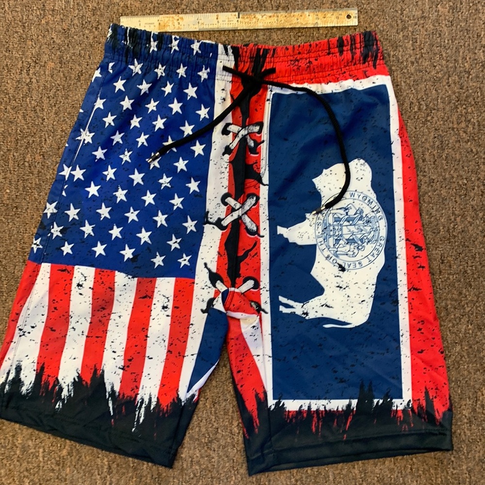 Wrestling shorts- Wyoming, red, white and blue!